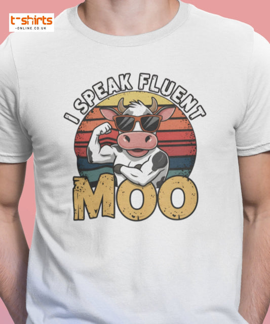 I Speak Fluent Moo T-Shirt | Funny Cow Humor Tee - Black - T-Shirts Online