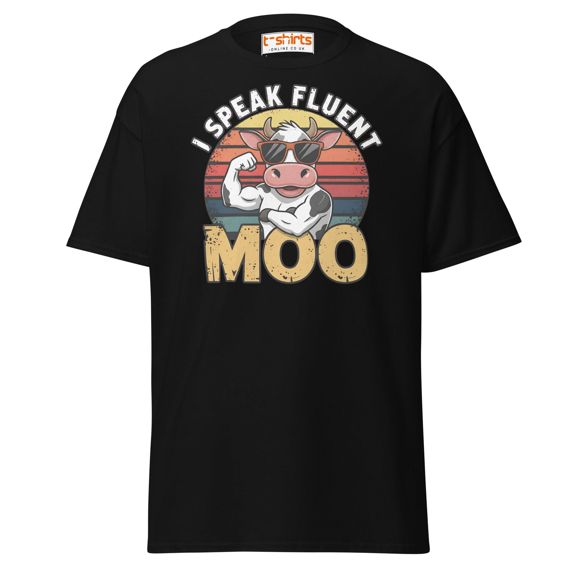 I Speak Fluent Moo T-Shirt | Funny Cow Humor Tee - Black - T-Shirts Online