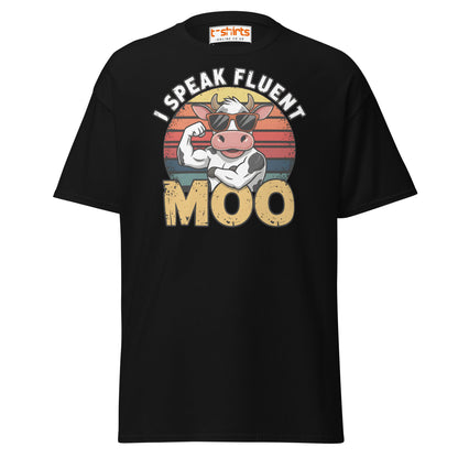 I Speak Fluent Moo T-Shirt | Funny Cow Humor Tee - Black - T-Shirts Online