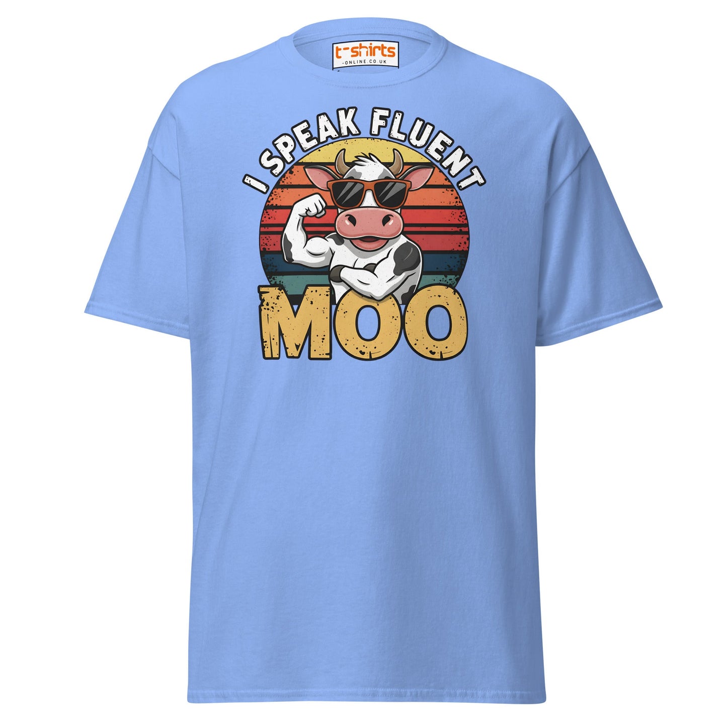 I Speak Fluent Moo T-Shirt | Funny Cow Humor Tee - Carolina Blue - T-Shirts Online