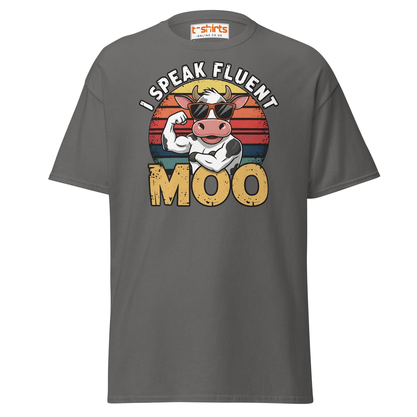 I Speak Fluent Moo T-Shirt | Funny Cow Humor Tee - Charcoal - T-Shirts Online