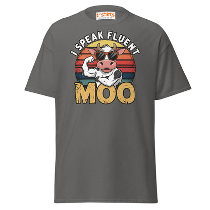 I Speak Fluent Moo T-Shirt | Funny Cow Humor Tee - Charcoal - T-Shirts Online