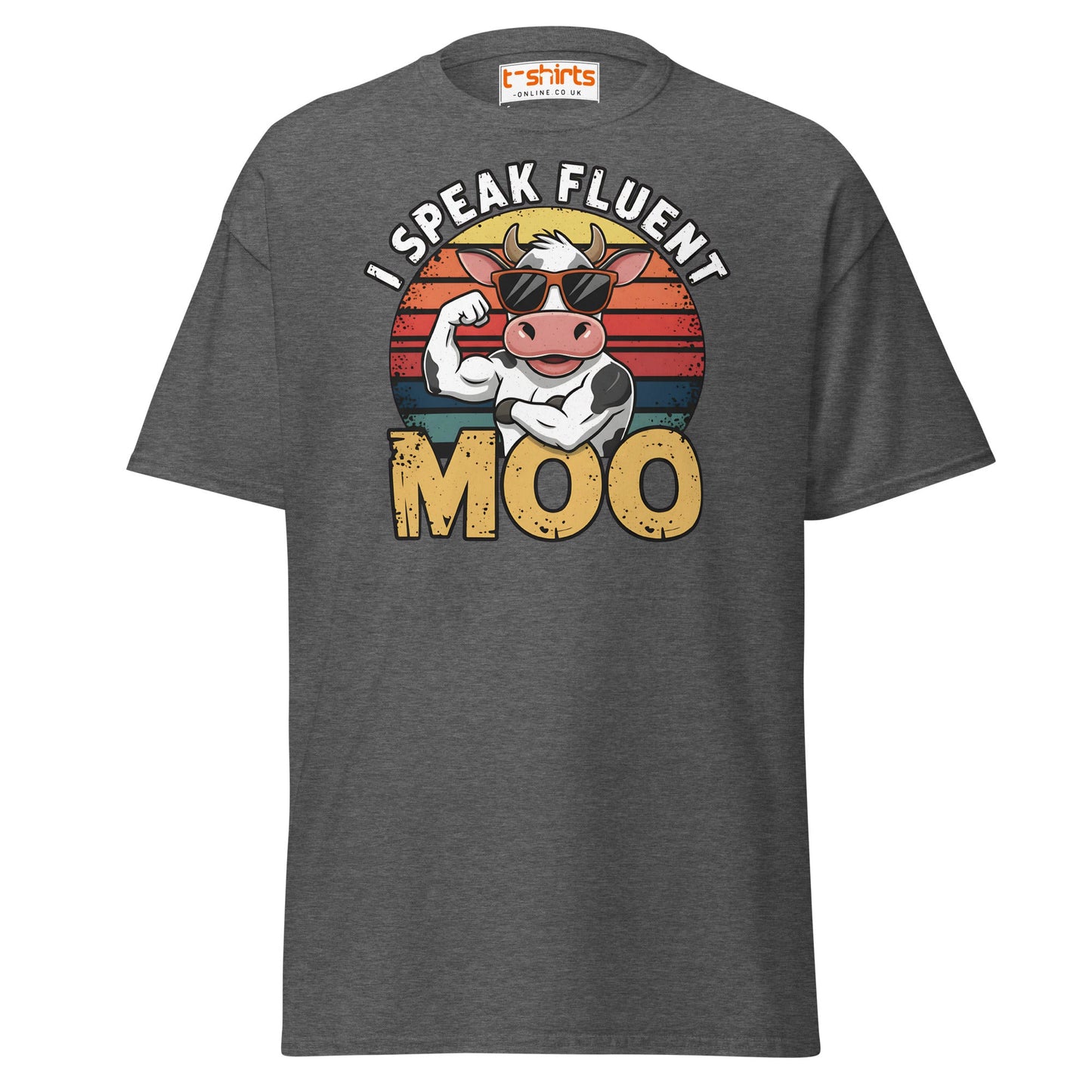 I Speak Fluent Moo T-Shirt | Funny Cow Humor Tee - Dark Heather - T-Shirts Online