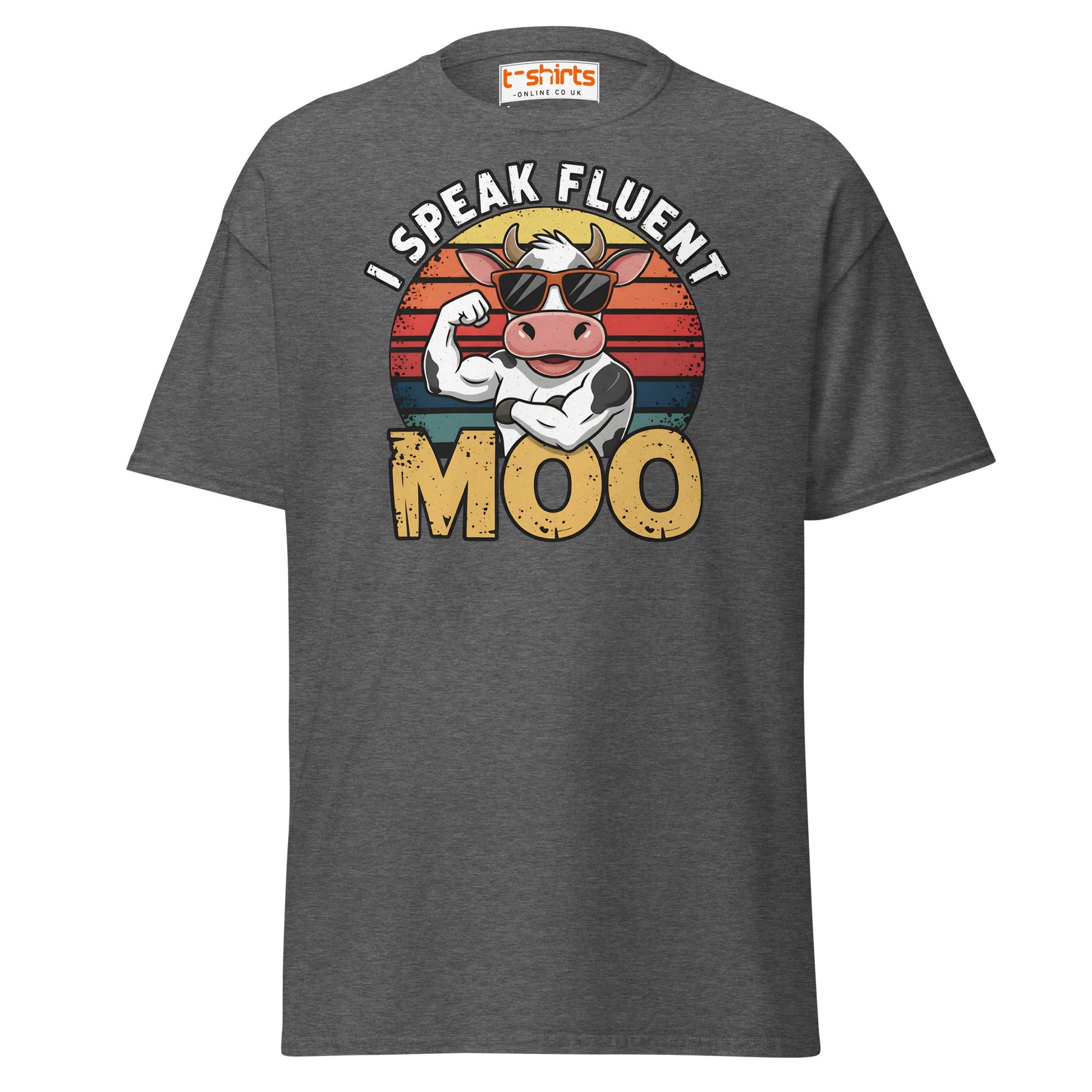 I Speak Fluent Moo T-Shirt | Funny Cow Humor Tee - Dark Heather - T-Shirts Online