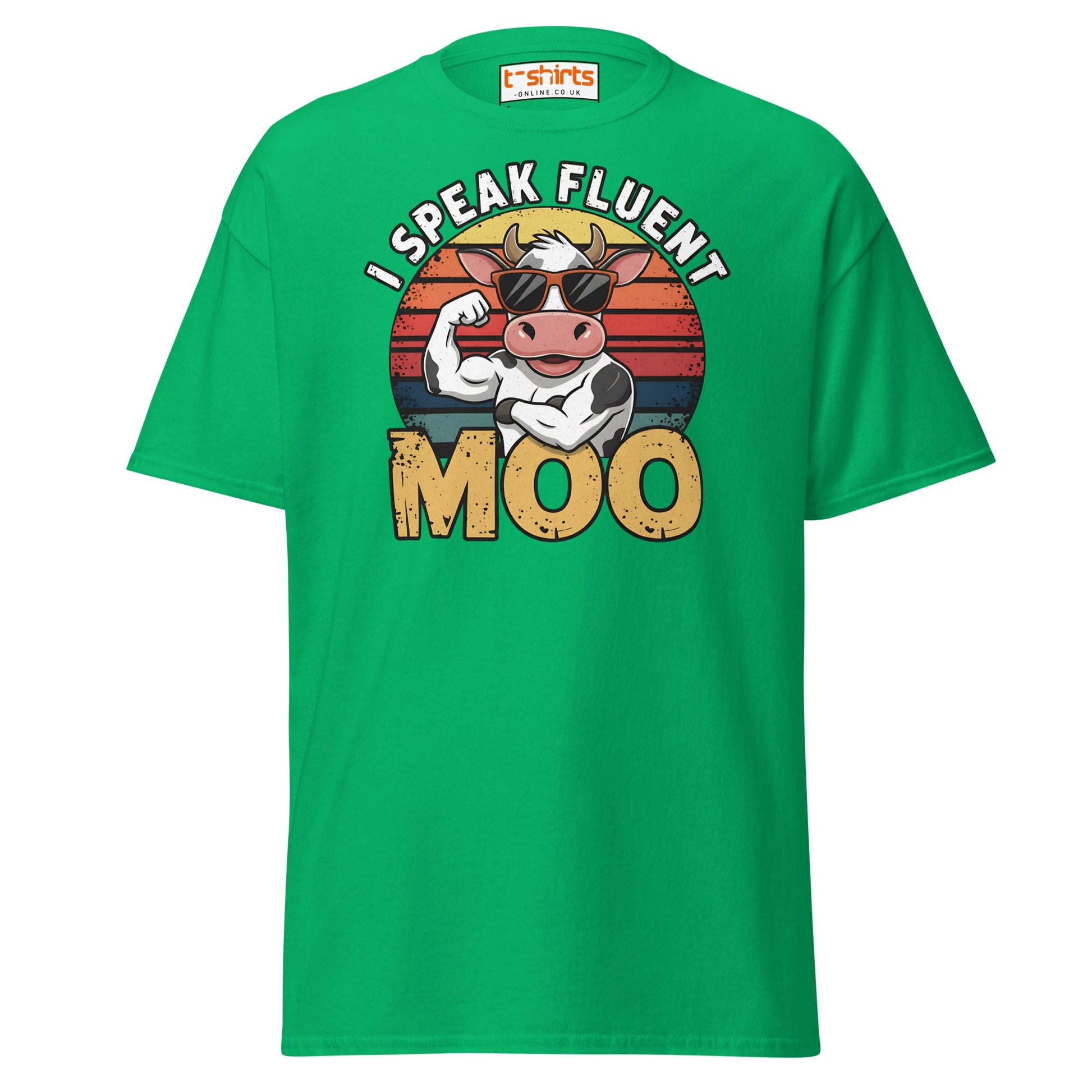 I Speak Fluent Moo T-Shirt | Funny Cow Humor Tee - Irish Green - T-Shirts Online