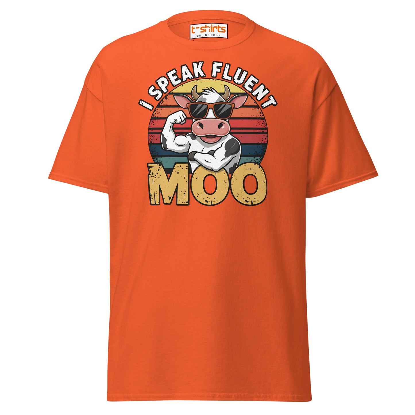 I Speak Fluent Moo T-Shirt | Funny Cow Humor Tee - Orange - T-Shirts Online