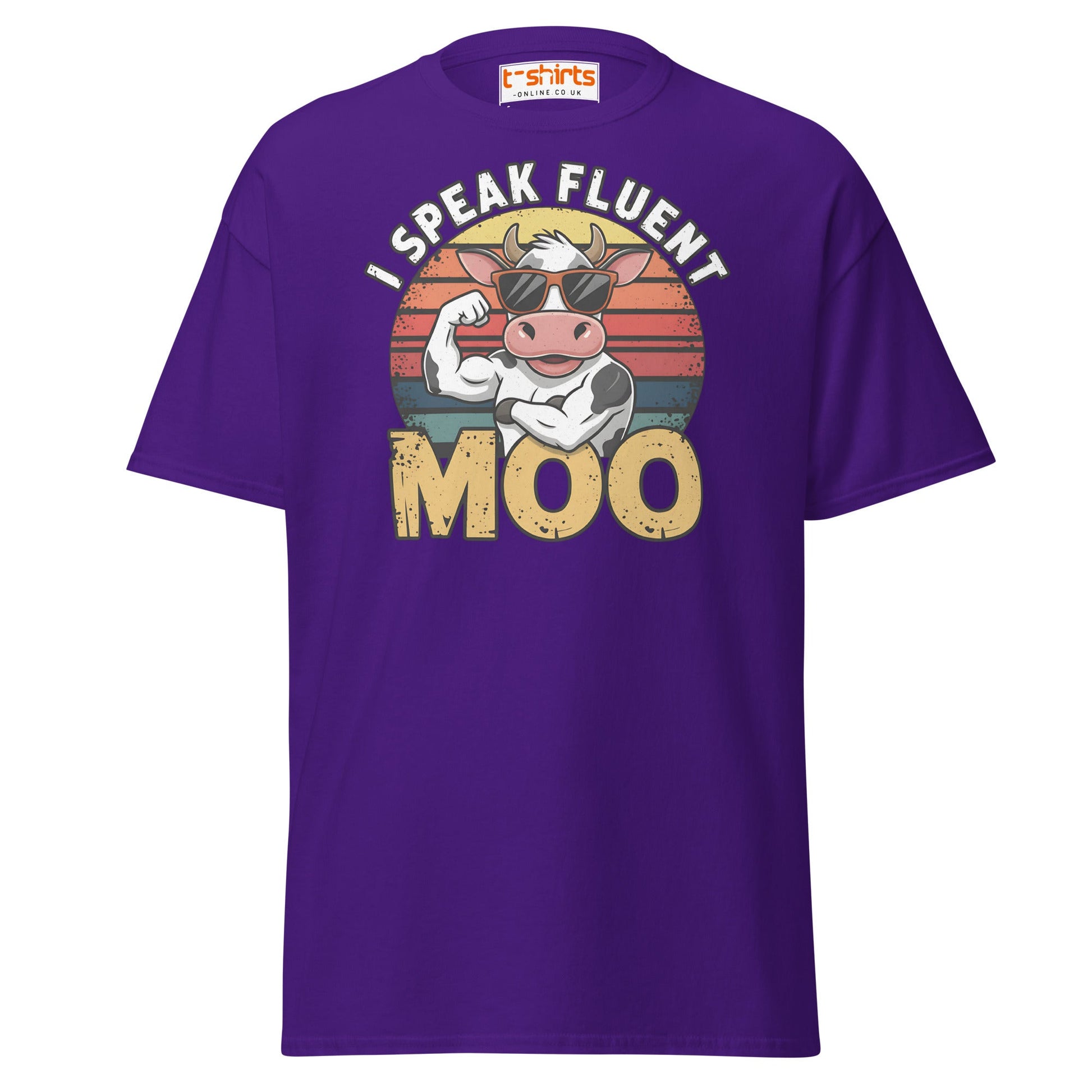 I Speak Fluent Moo T-Shirt | Funny Cow Humor Tee - Purple - T-Shirts Online
