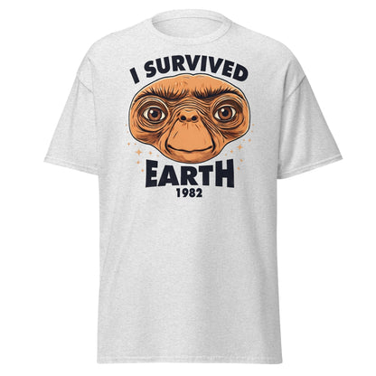 I Survived Earth 1982 E.T. T-Shirt | Funny Sci - Fi Tee - Ash - T-Shirts Online
