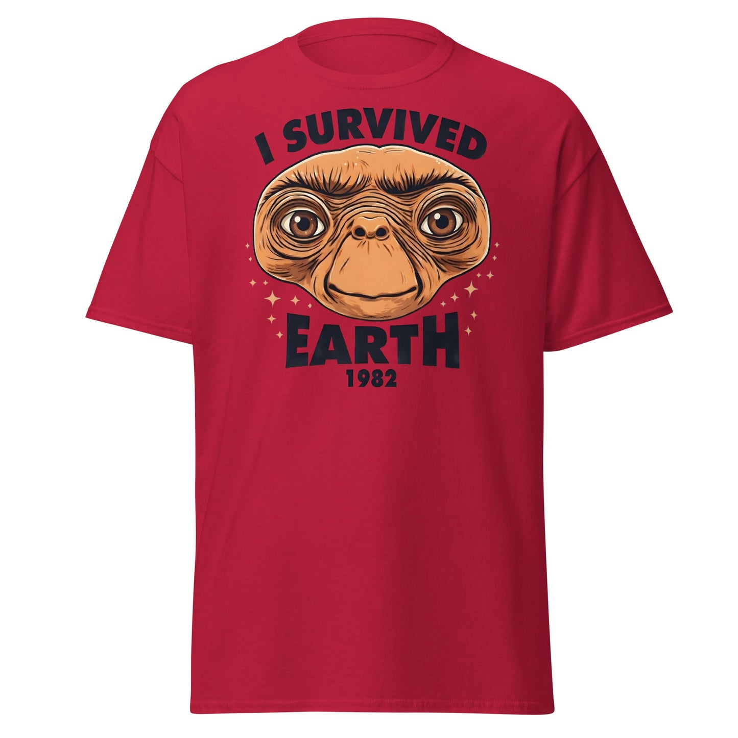 I Survived Earth 1982 E.T. T-Shirt | Funny Sci - Fi Tee - Cardinal - T-Shirts Online