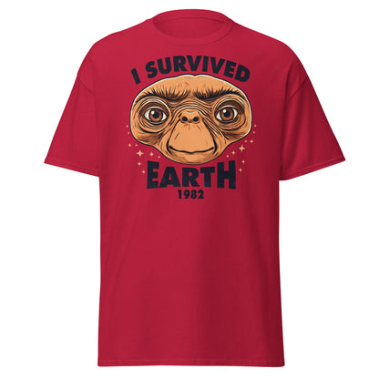 I Survived Earth 1982 E.T. T-Shirt | Funny Sci - Fi Tee - Cardinal - T-Shirts Online