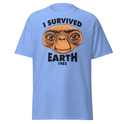 I Survived Earth 1982 E.T. T-Shirt | Funny Sci - Fi Tee - Carolina Blue - T-Shirts Online