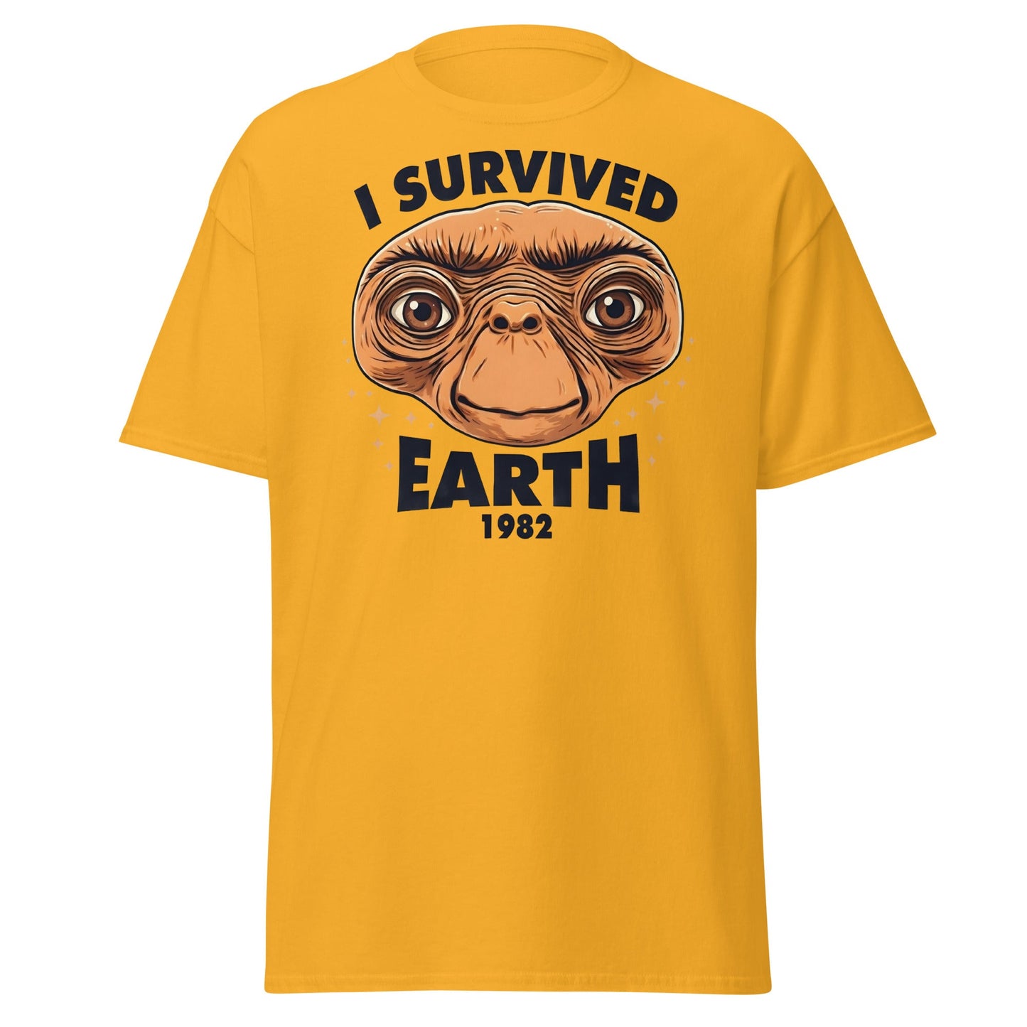 I Survived Earth 1982 E.T. T-Shirt | Funny Sci - Fi Tee - Gold - T-Shirts Online