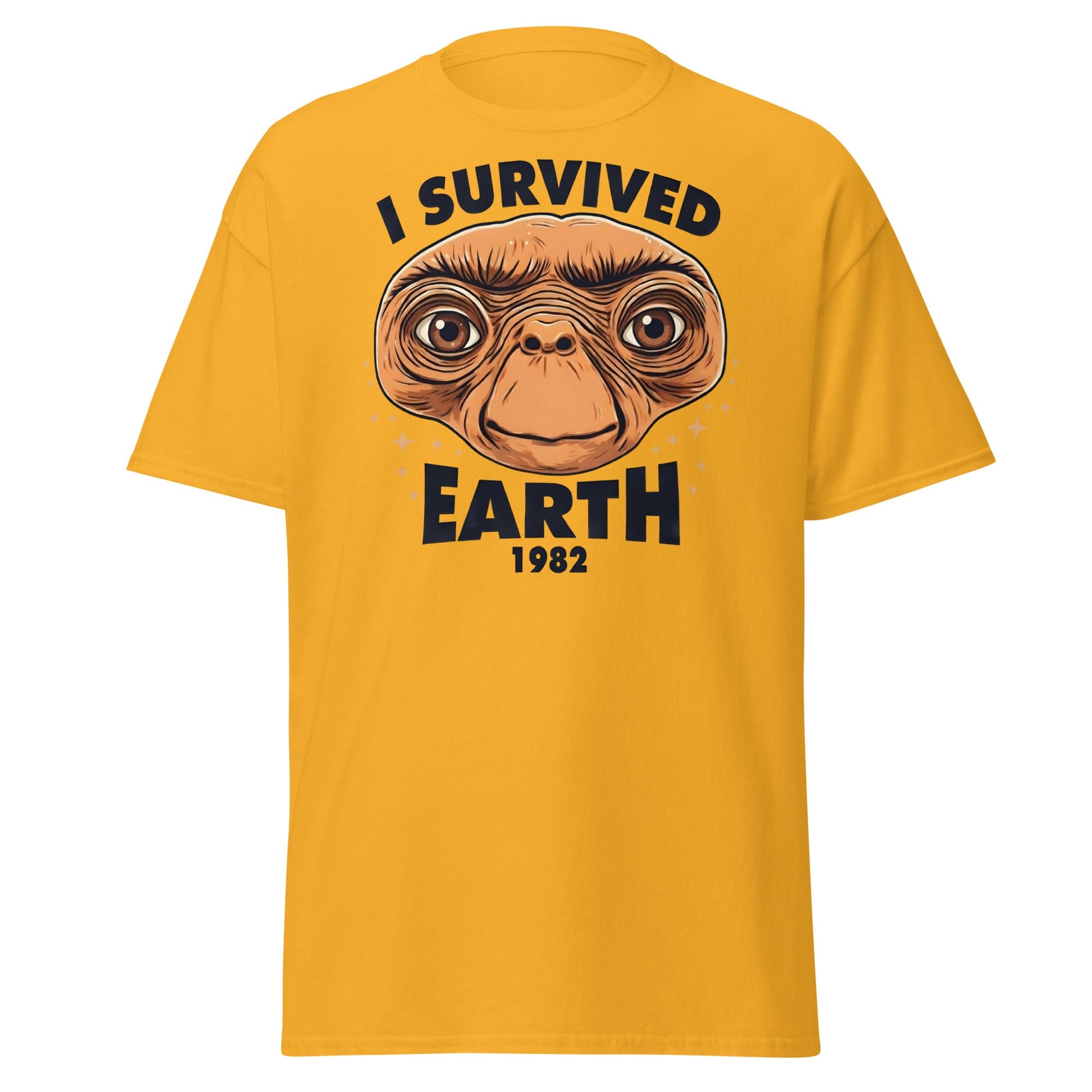 I Survived Earth 1982 E.T. T-Shirt | Funny Sci - Fi Tee - Gold - T-Shirts Online