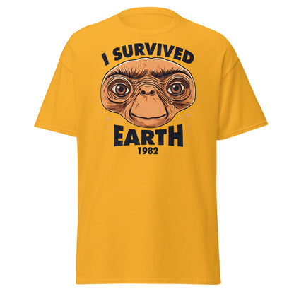 I Survived Earth 1982 E.T. T-Shirt | Funny Sci - Fi Tee - Gold - T-Shirts Online