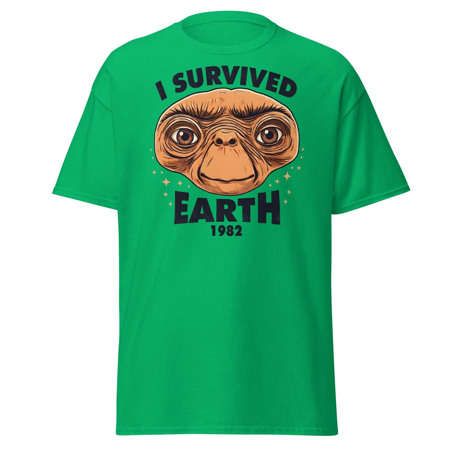 I Survived Earth 1982 E.T. T-Shirt | Funny Sci - Fi Tee - Irish Green - T-Shirts Online