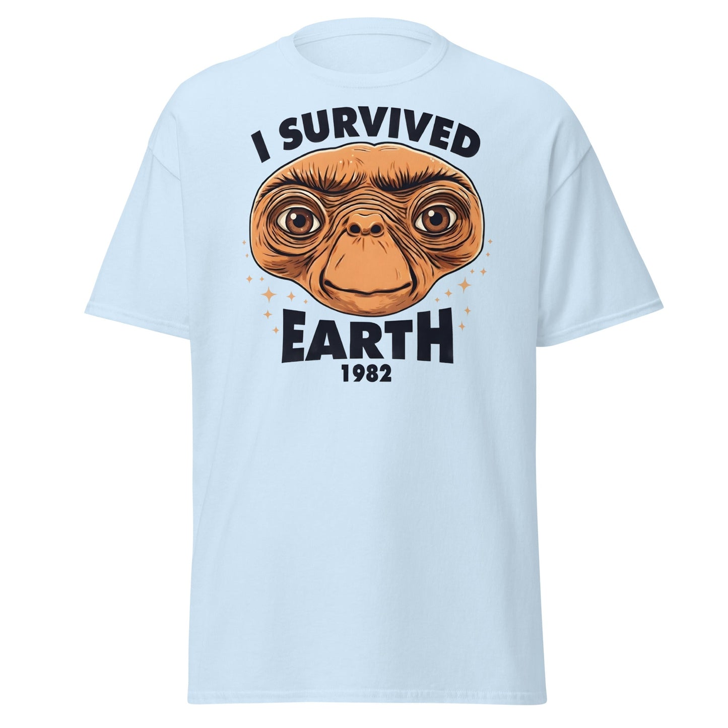 I Survived Earth 1982 E.T. T-Shirt | Funny Sci - Fi Tee - Light Blue - T-Shirts Online