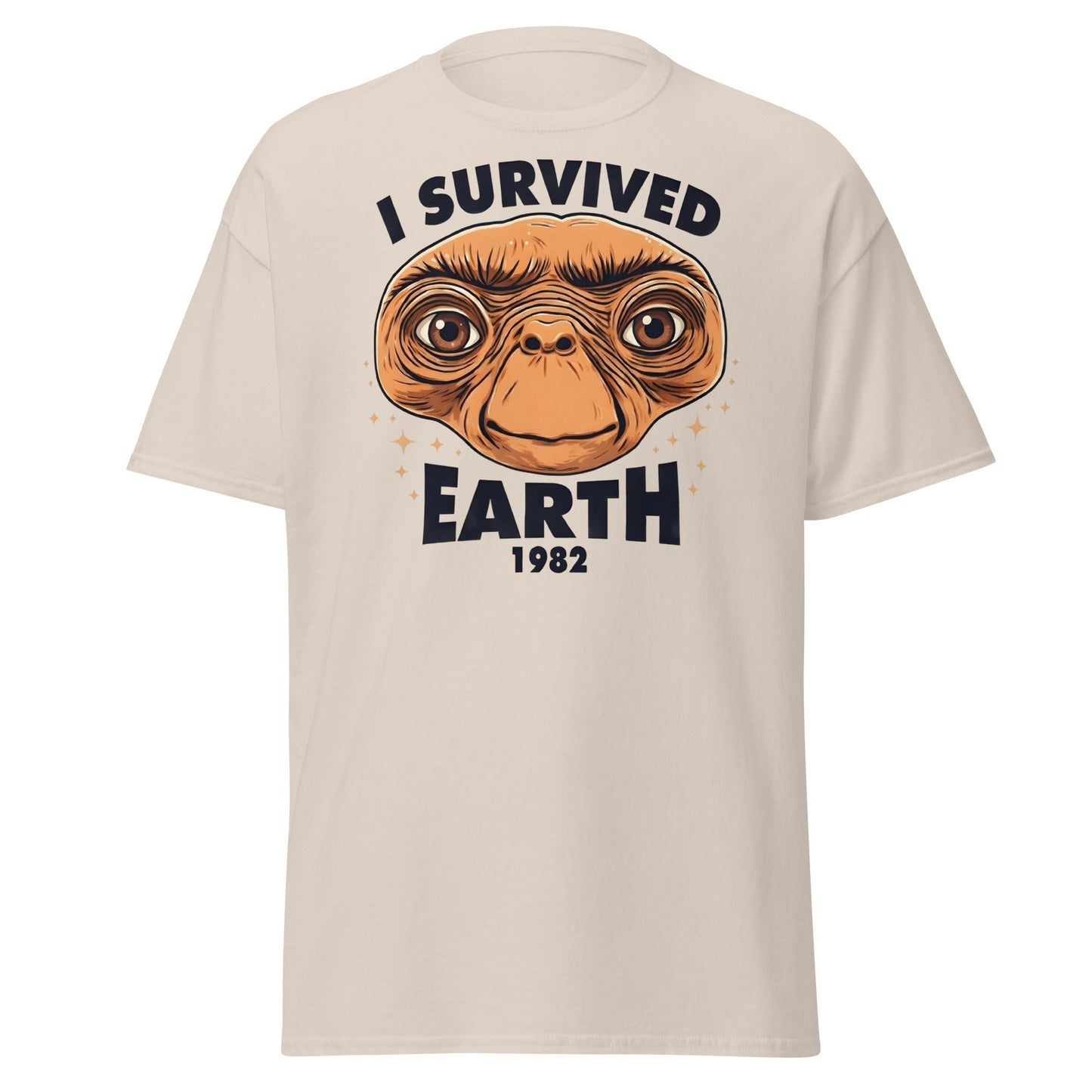 I Survived Earth 1982 E.T. T-Shirt | Funny Sci - Fi Tee - Natural - T-Shirts Online