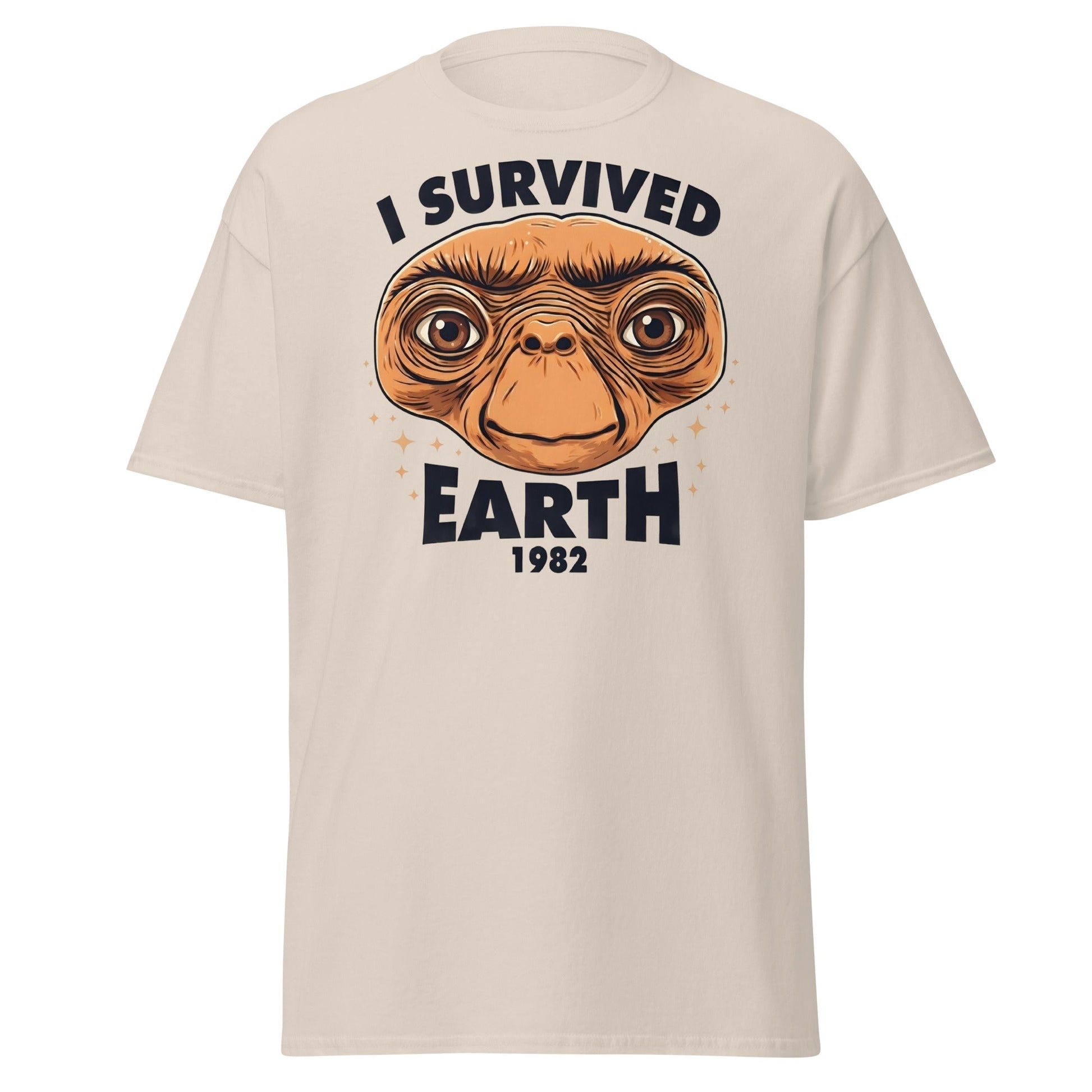I Survived Earth 1982 E.T. T-Shirt | Funny Sci - Fi Tee - Natural - T-Shirts Online