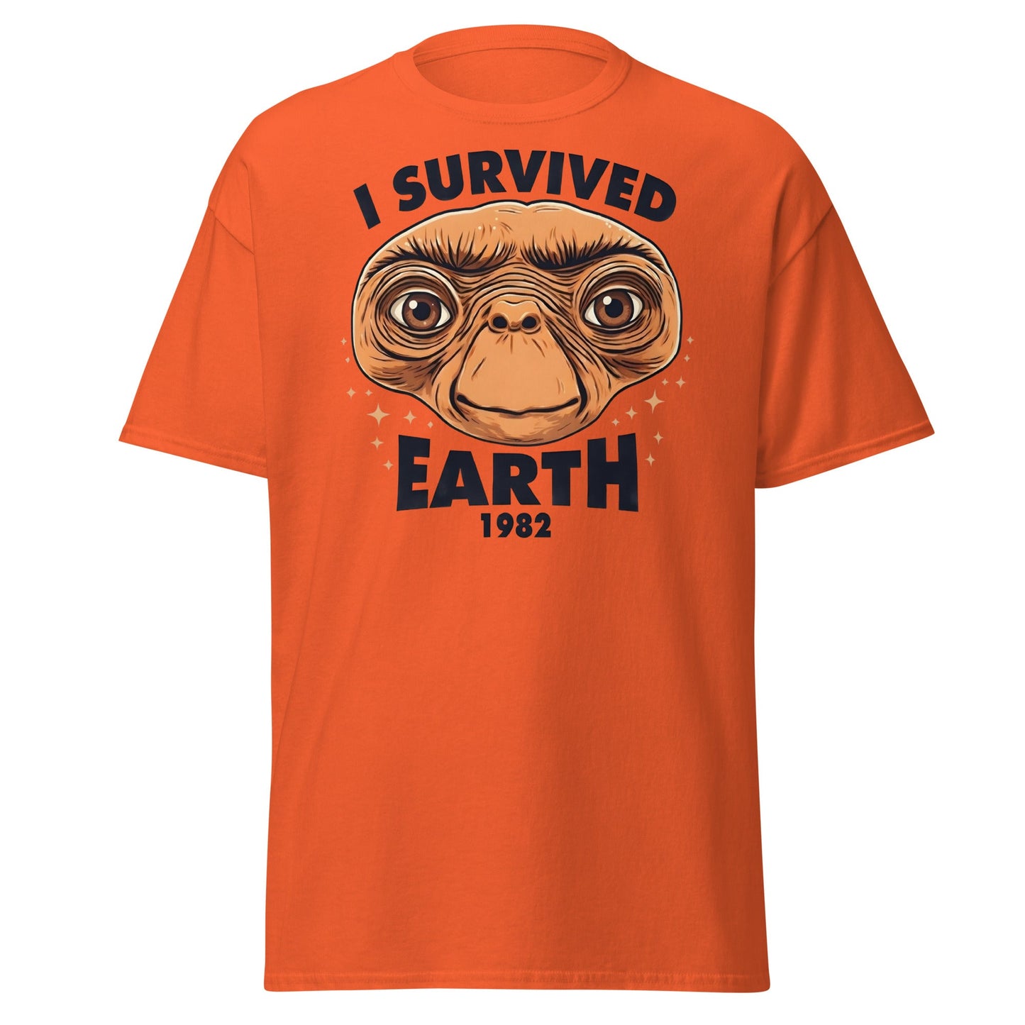I Survived Earth 1982 E.T. T-Shirt | Funny Sci - Fi Tee - Orange - T-Shirts Online