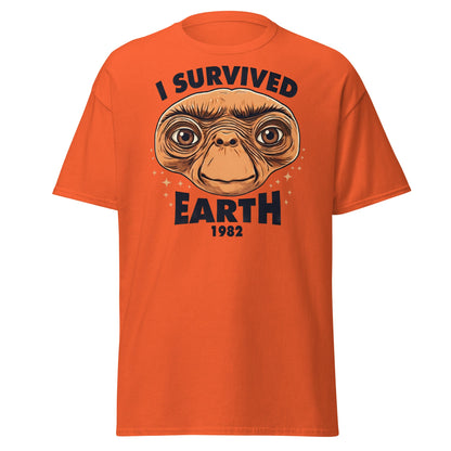 I Survived Earth 1982 E.T. T-Shirt | Funny Sci - Fi Tee - Orange - T-Shirts Online
