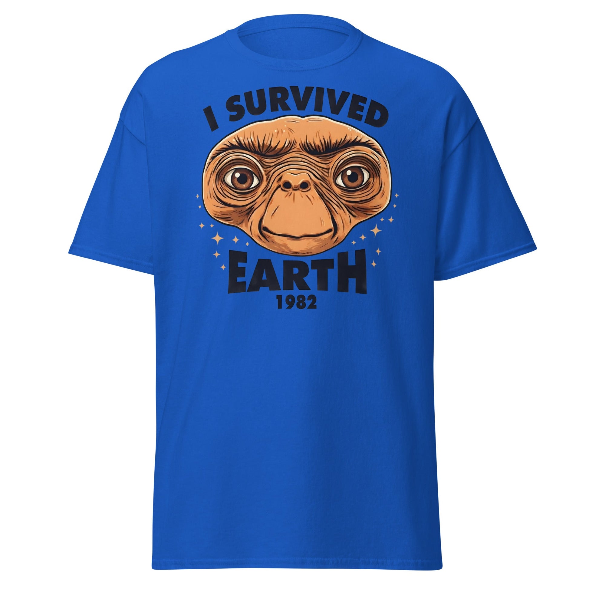 I Survived Earth 1982 E.T. T-Shirt | Funny Sci - Fi Tee - Royal - T-Shirts Online