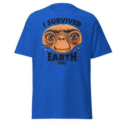 I Survived Earth 1982 E.T. T-Shirt | Funny Sci - Fi Tee - Royal - T-Shirts Online