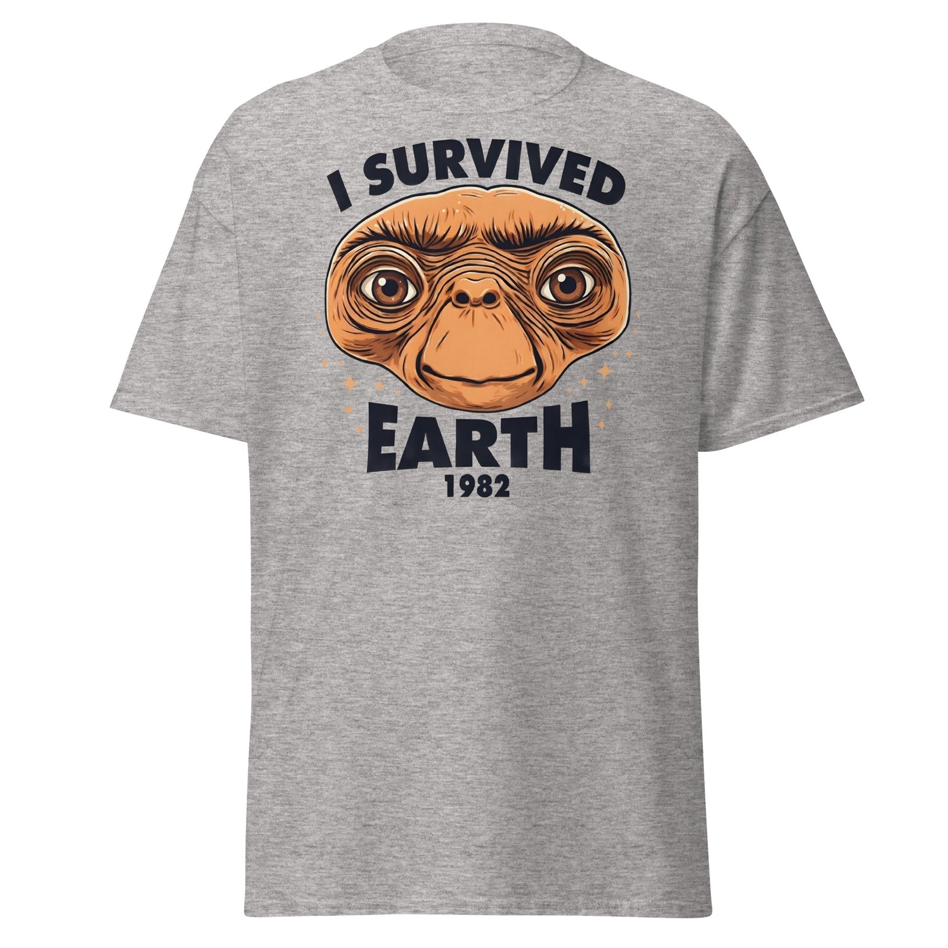 I Survived Earth 1982 E.T. T-Shirt | Funny Sci - Fi Tee - Sport Grey - T-Shirts Online