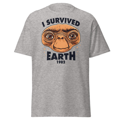 I Survived Earth 1982 E.T. T-Shirt | Funny Sci - Fi Tee - Sport Grey - T-Shirts Online