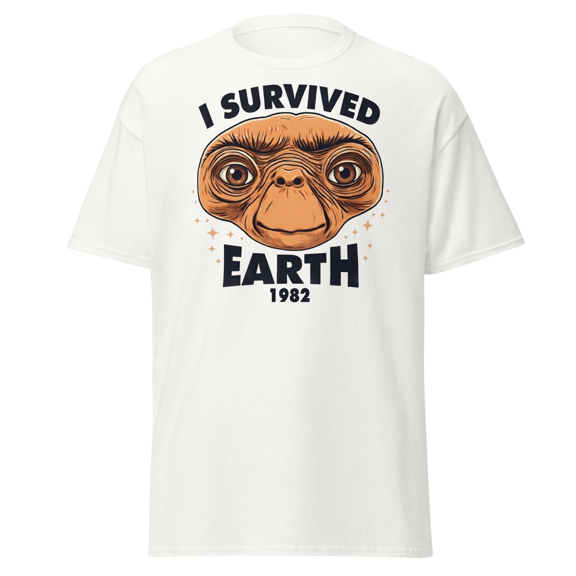 I Survived Earth 1982 E.T. T-Shirt | Funny Sci - Fi Tee - White - T-Shirts Online