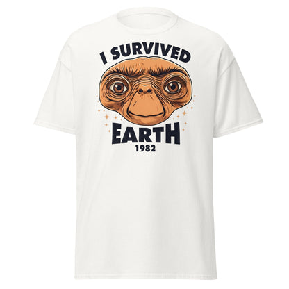 I Survived Earth 1982 E.T. T-Shirt | Funny Sci - Fi Tee - White - T-Shirts Online