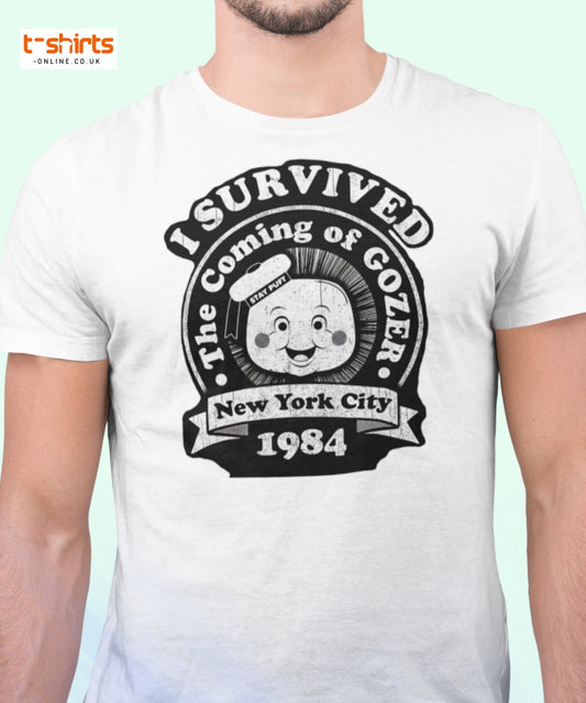 I Survived Gozer T-Shirt | Retro 1984 NYC Tee - Black - T-Shirts Online