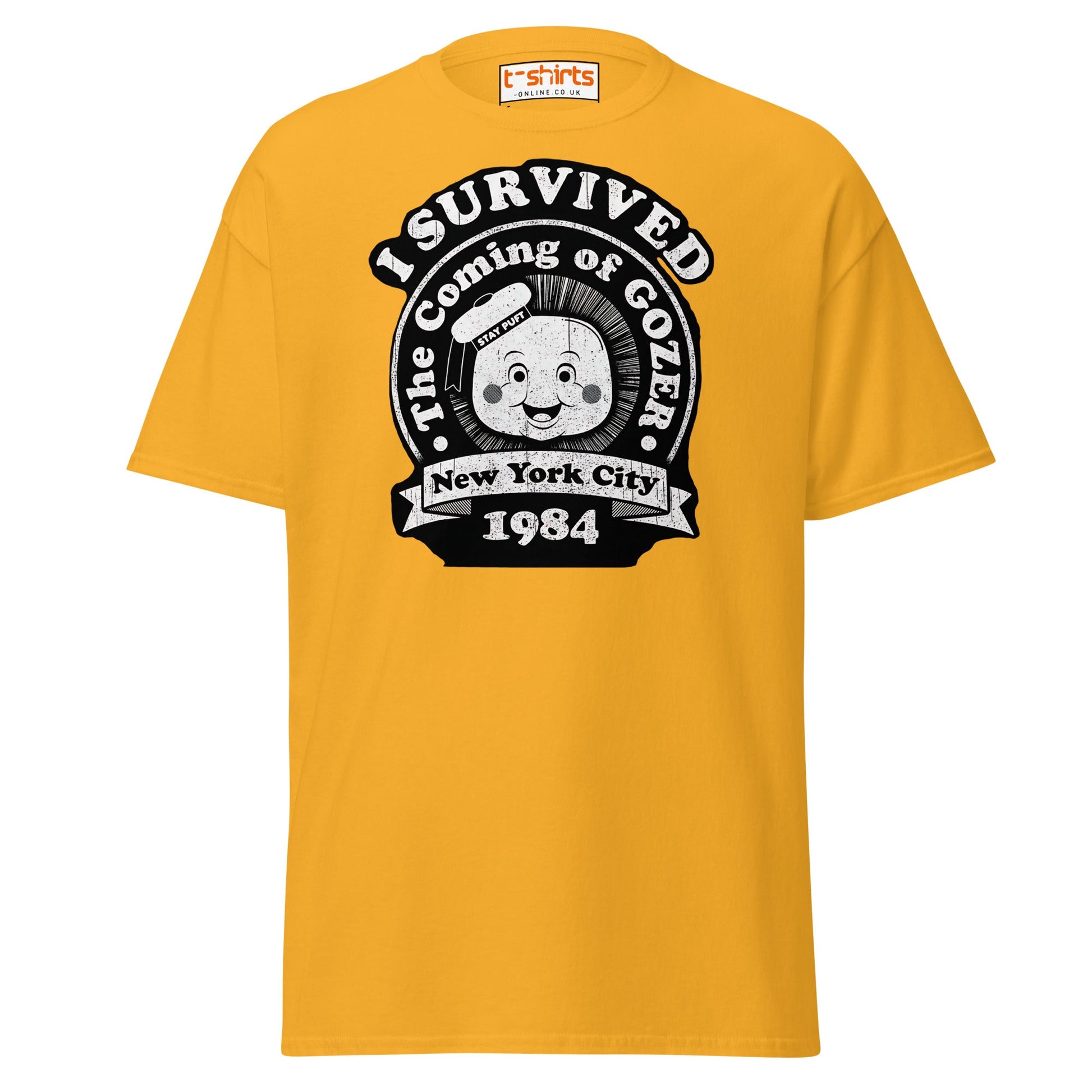 I Survived Gozer T-Shirt | Retro 1984 NYC Tee - Gold - T-Shirts Online