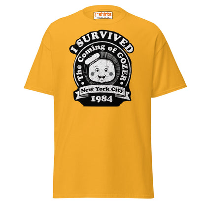 I Survived Gozer T-Shirt | Retro 1984 NYC Tee - Gold - T-Shirts Online