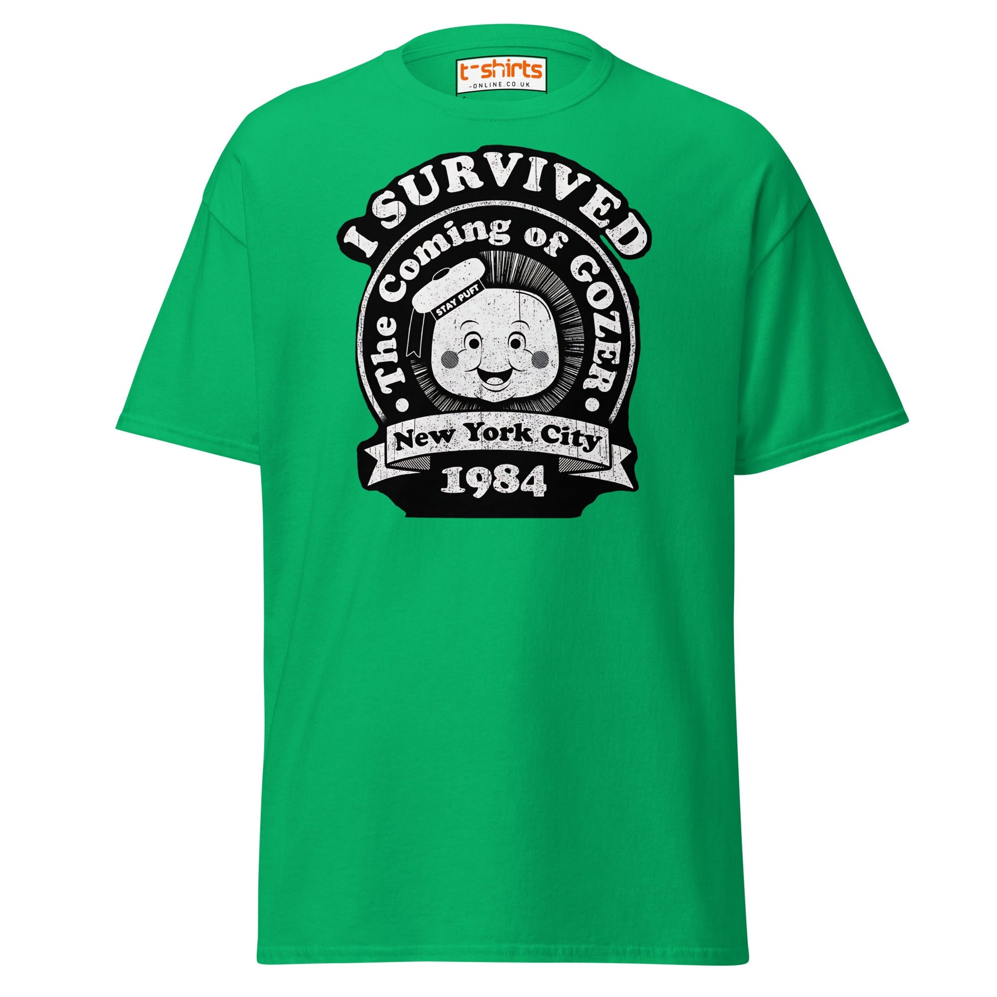I Survived Gozer T-Shirt | Retro 1984 NYC Tee - Irish Green - T-Shirts Online