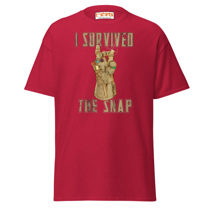 I Survived The Snap T-Shirt | Funny Marvel Parody Tee - Cardinal - T-Shirts Online