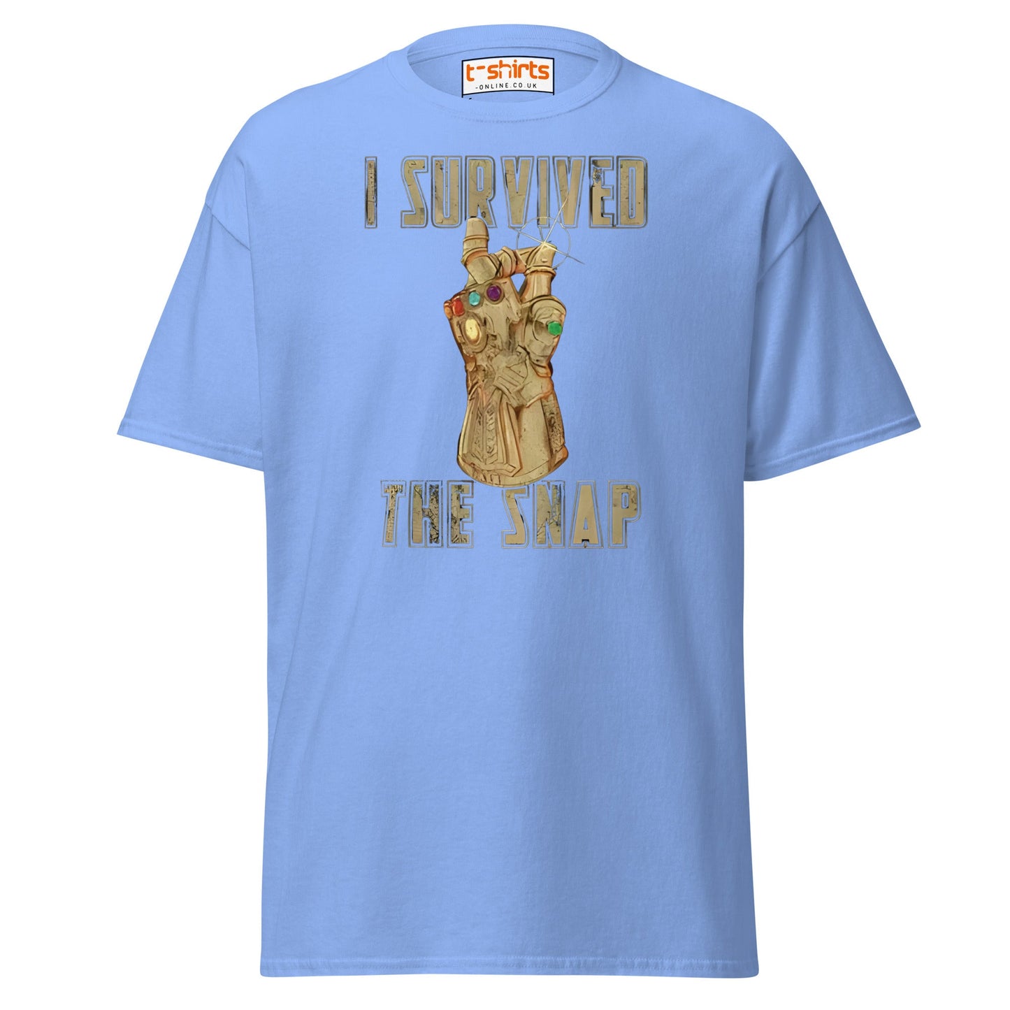 I Survived The Snap T-Shirt | Funny Marvel Parody Tee - Carolina Blue - T-Shirts Online