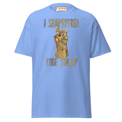 I Survived The Snap T-Shirt | Funny Marvel Parody Tee - Carolina Blue - T-Shirts Online