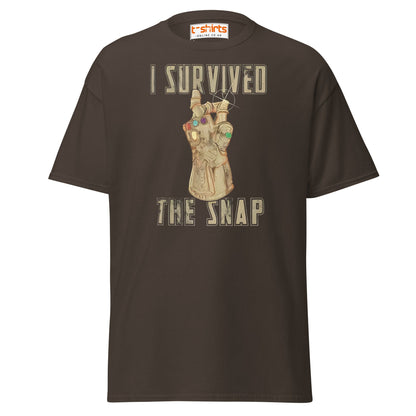 I Survived The Snap T-Shirt | Funny Marvel Parody Tee - Dark Chocolate - T-Shirts Online