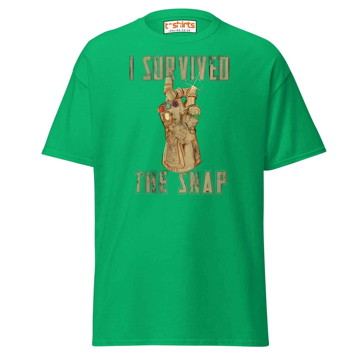 I Survived The Snap T-Shirt | Funny Marvel Parody Tee - Irish Green - T-Shirts Online