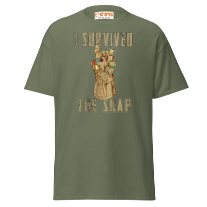 I Survived The Snap T-Shirt | Funny Marvel Parody Tee - Military Green - T-Shirts Online