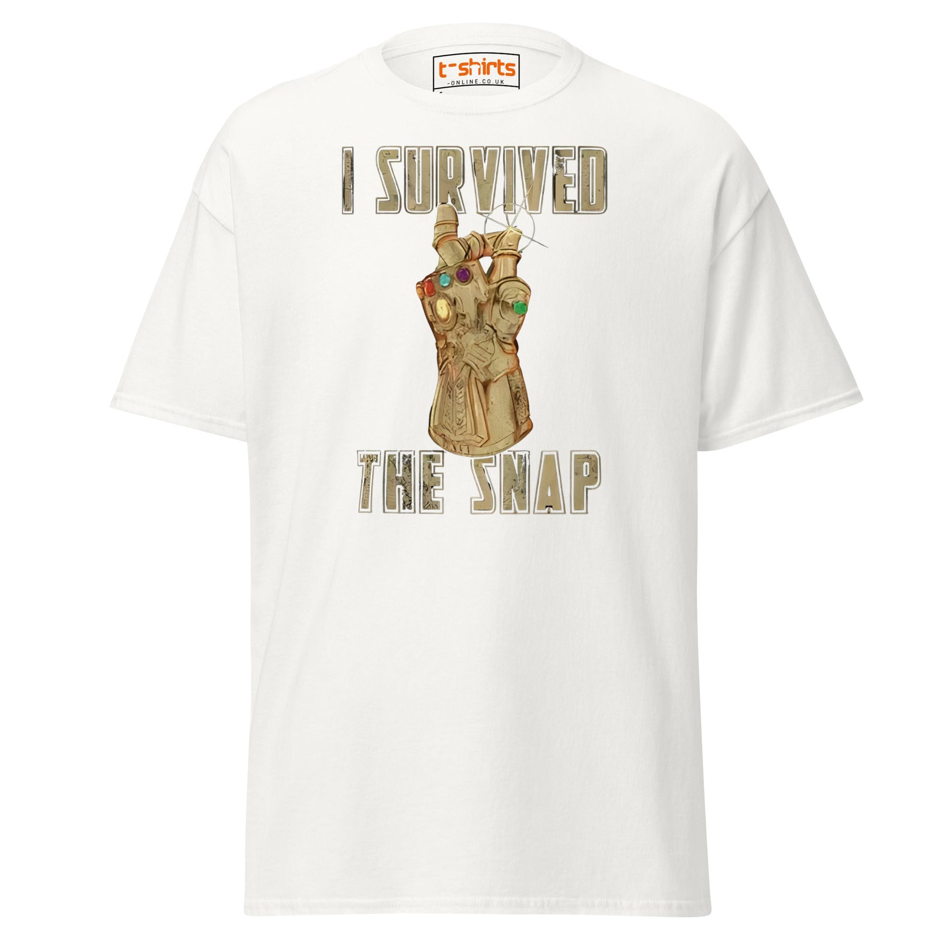 I Survived The Snap T-Shirt | Funny Marvel Parody Tee - White - T-Shirts Online