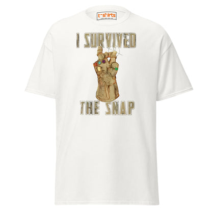 I Survived The Snap T-Shirt | Funny Marvel Parody Tee - White - T-Shirts Online