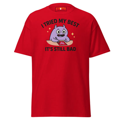I Tried My Best T-Shirt | Funny Relatable Monster Tee - Red - T-Shirts Online