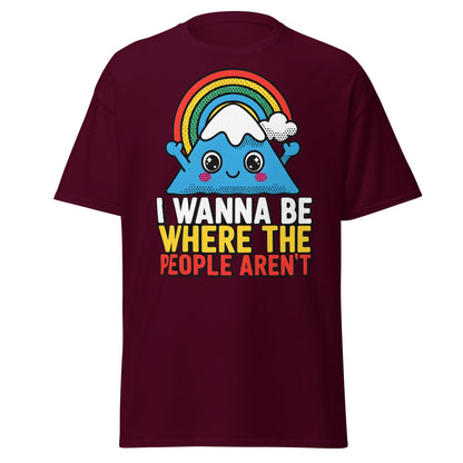 I Wanna Be Where The People Aren't T-Shirt | Introvert Tee - Maroon - T-Shirts Online