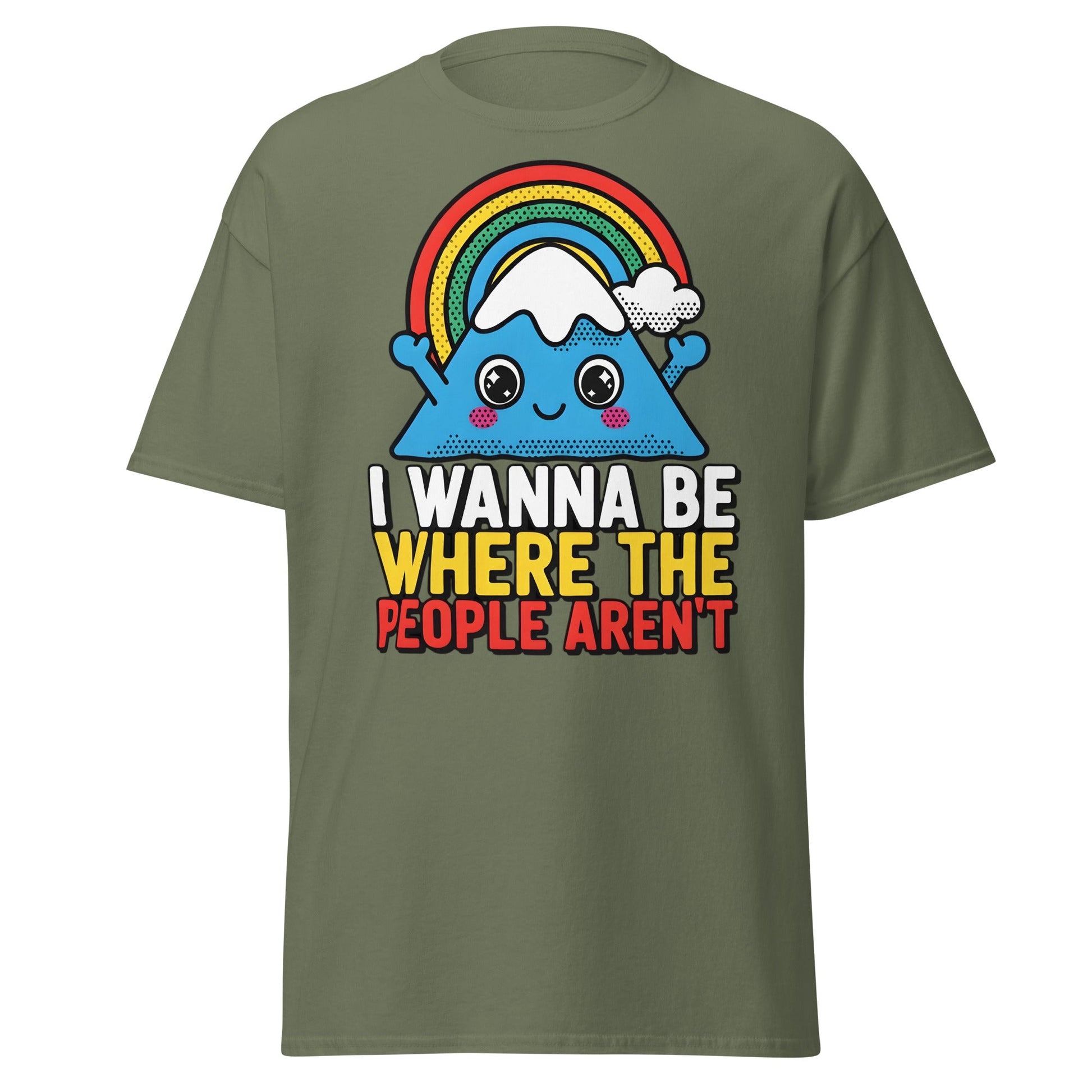 I Wanna Be Where The People Aren't T-Shirt | Introvert Tee - Military Green - T-Shirts Online