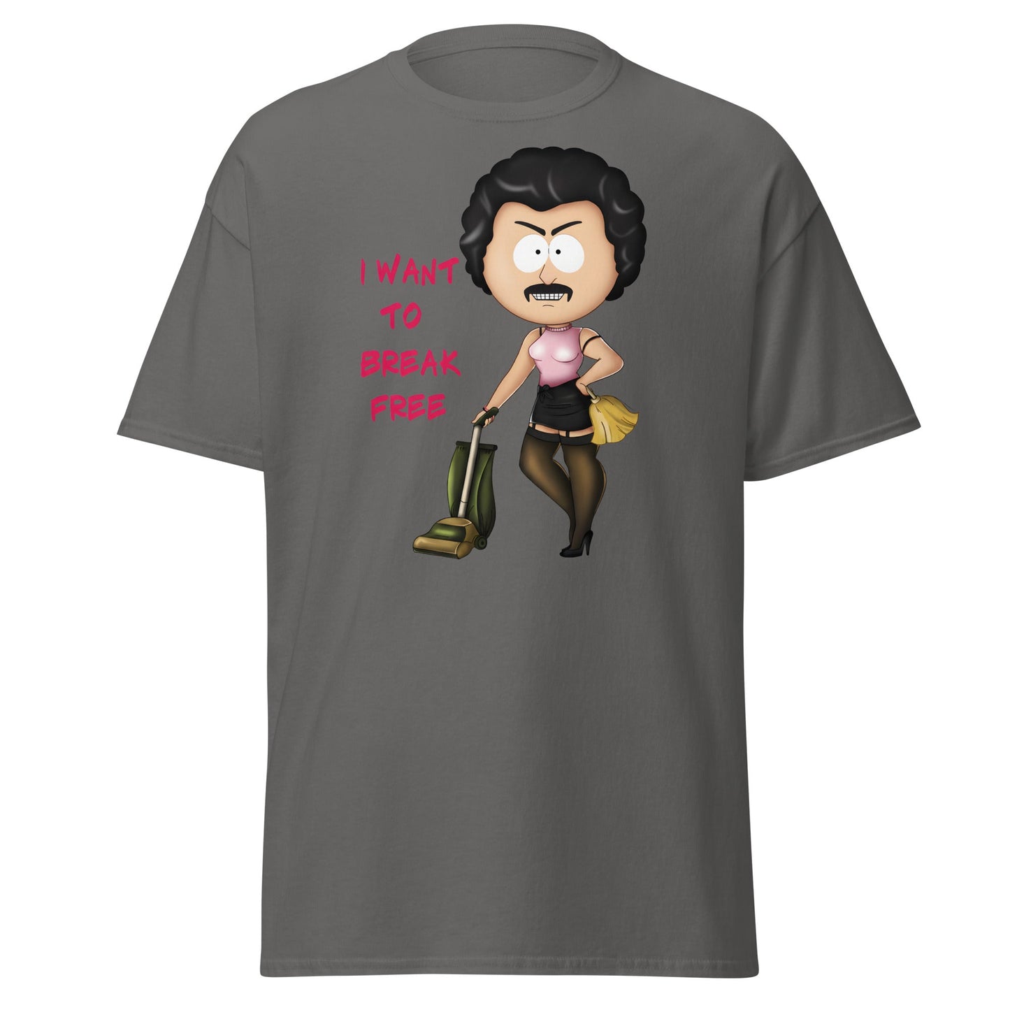 I Want To Break Free T-Shirt - Funny Cleaning Parody - Charcoal - T-Shirts Online