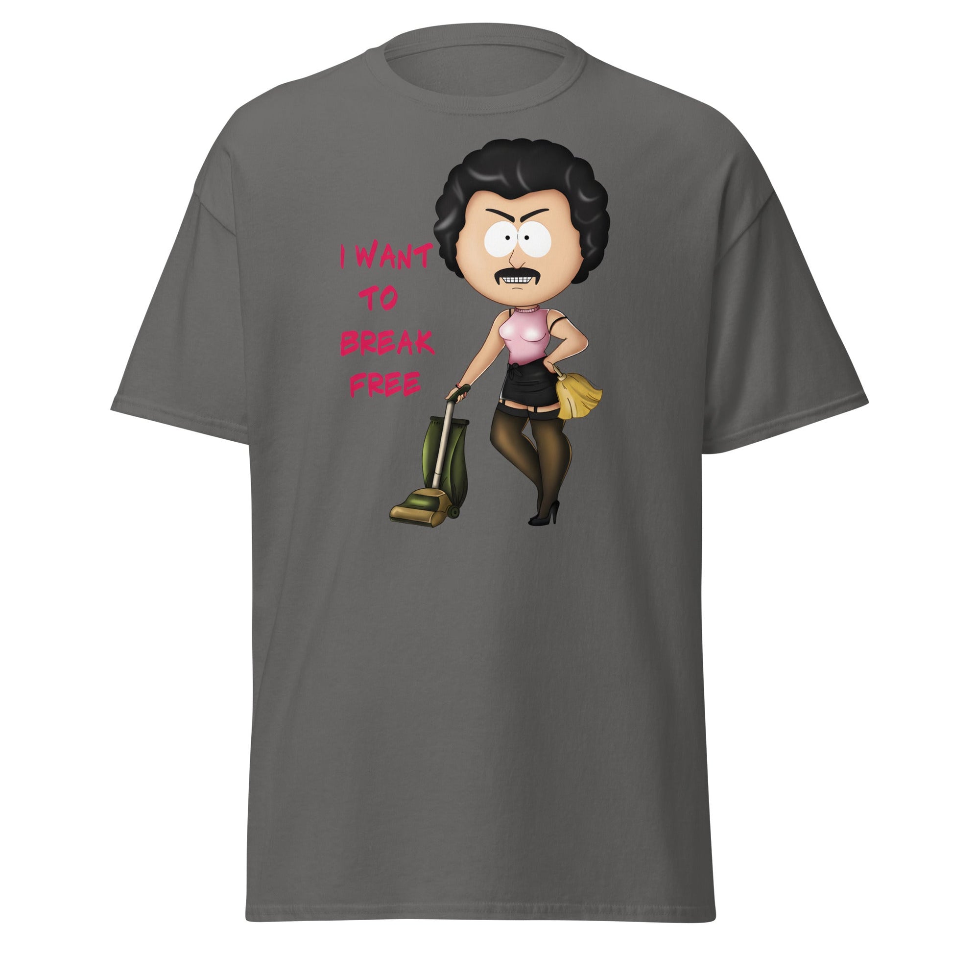 I Want To Break Free T-Shirt - Funny Cleaning Parody - Charcoal - T-Shirts Online