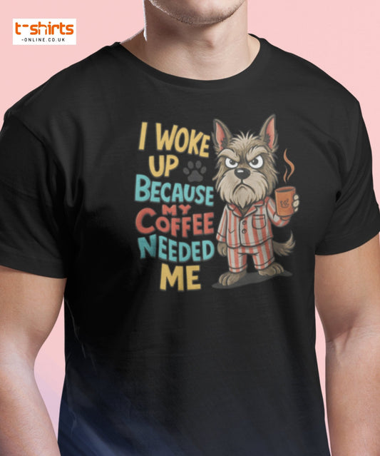 I Woke Up Coffee Dog T-Shirt – Funny Morning Tee - Black - T-Shirts Online