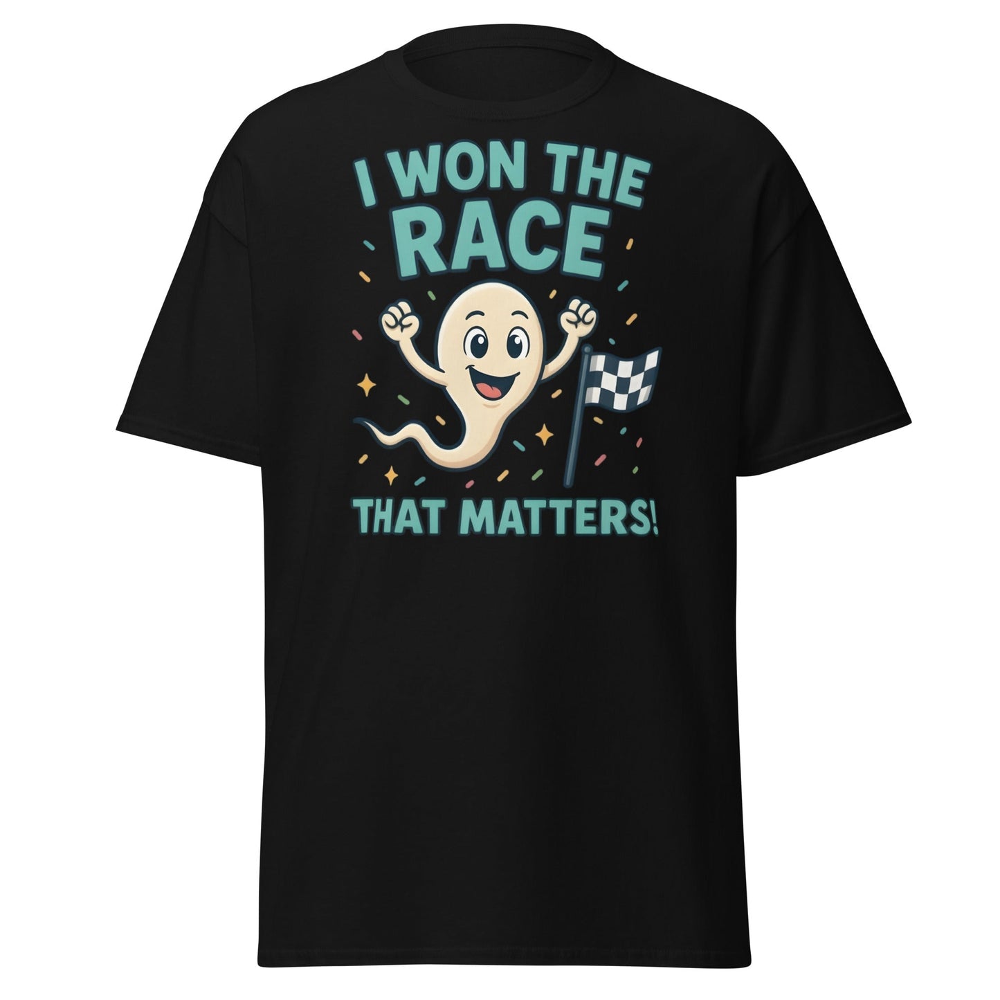 I Won The Race That Matters Sperm T-Shirt - Funny Humor Tee - Black - T-Shirts Online
