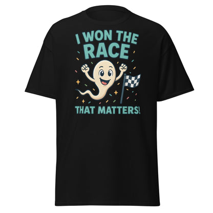 I Won The Race That Matters Sperm T-Shirt - Funny Humor Tee - Black - T-Shirts Online